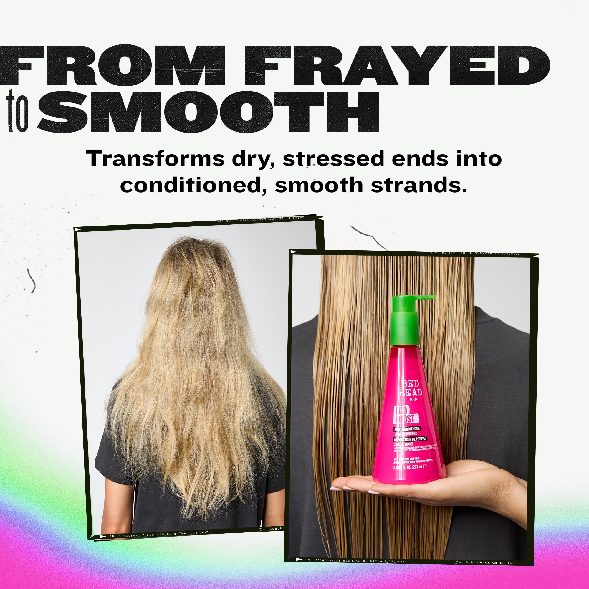 TIGI Bed Head application on damp hair showing detangling benefit