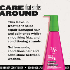 TIGI Bed Head in hand showing bottle size and convenience benefit