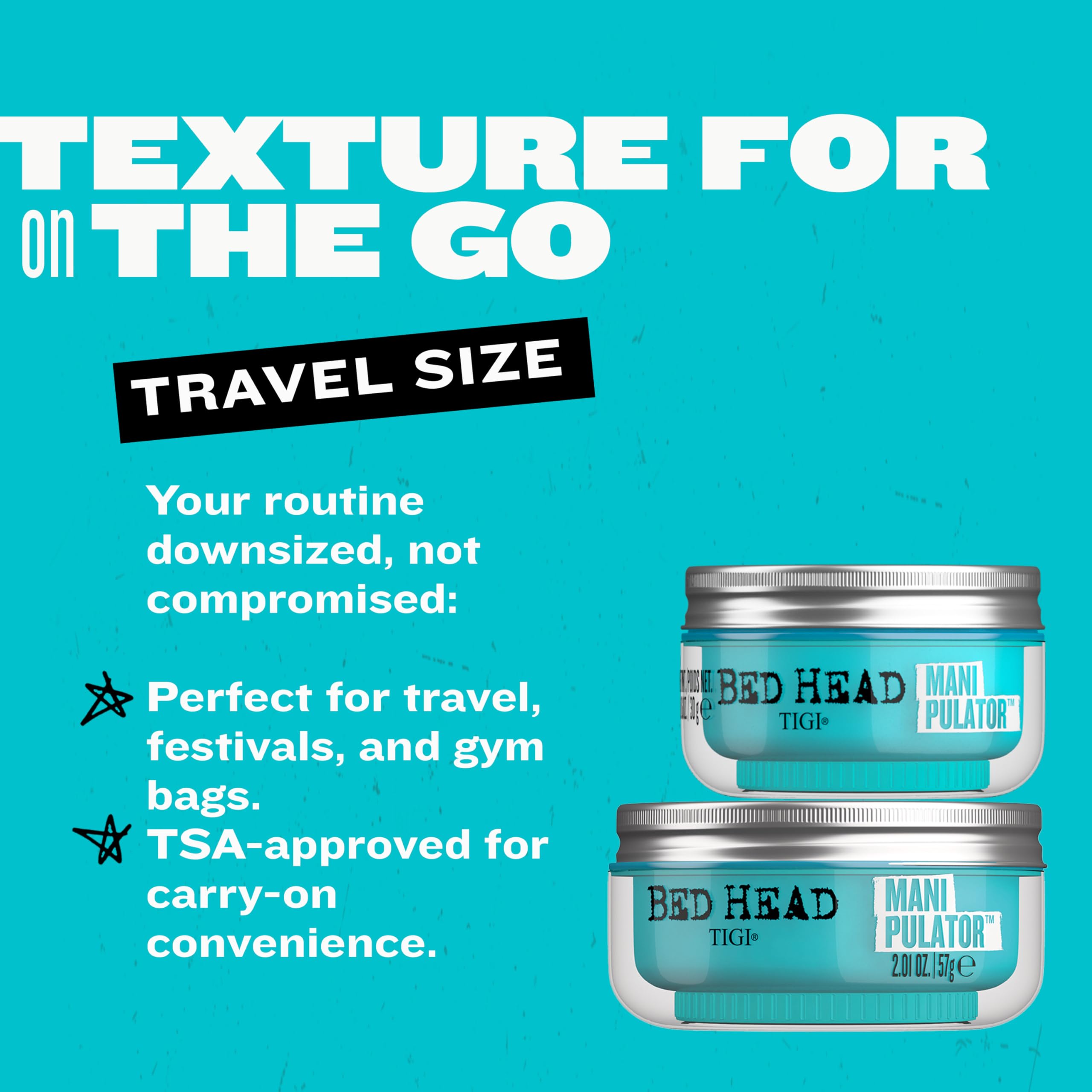 TIGI Bed Head putty on hands demonstrating easy application and control