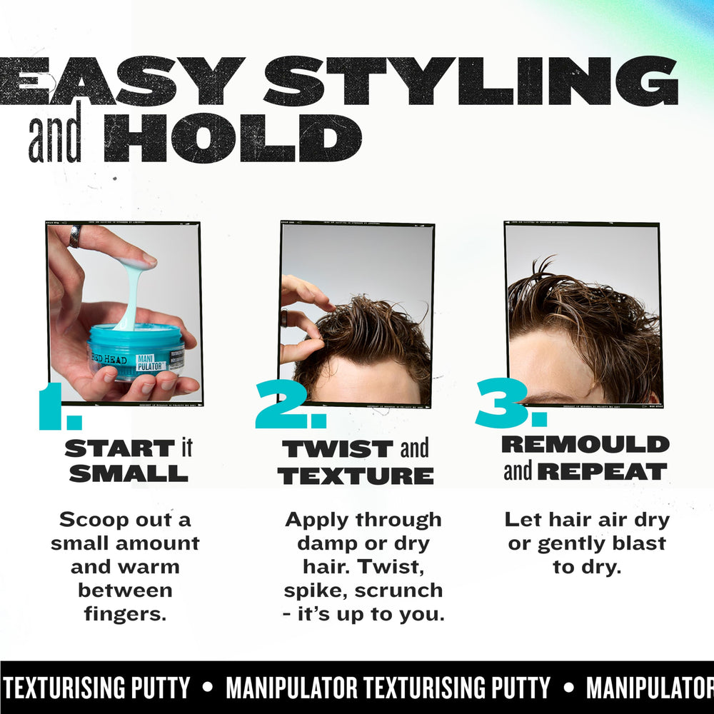 TIGI Bed Head styled hair after blow-dry delivering firmer hold and shape