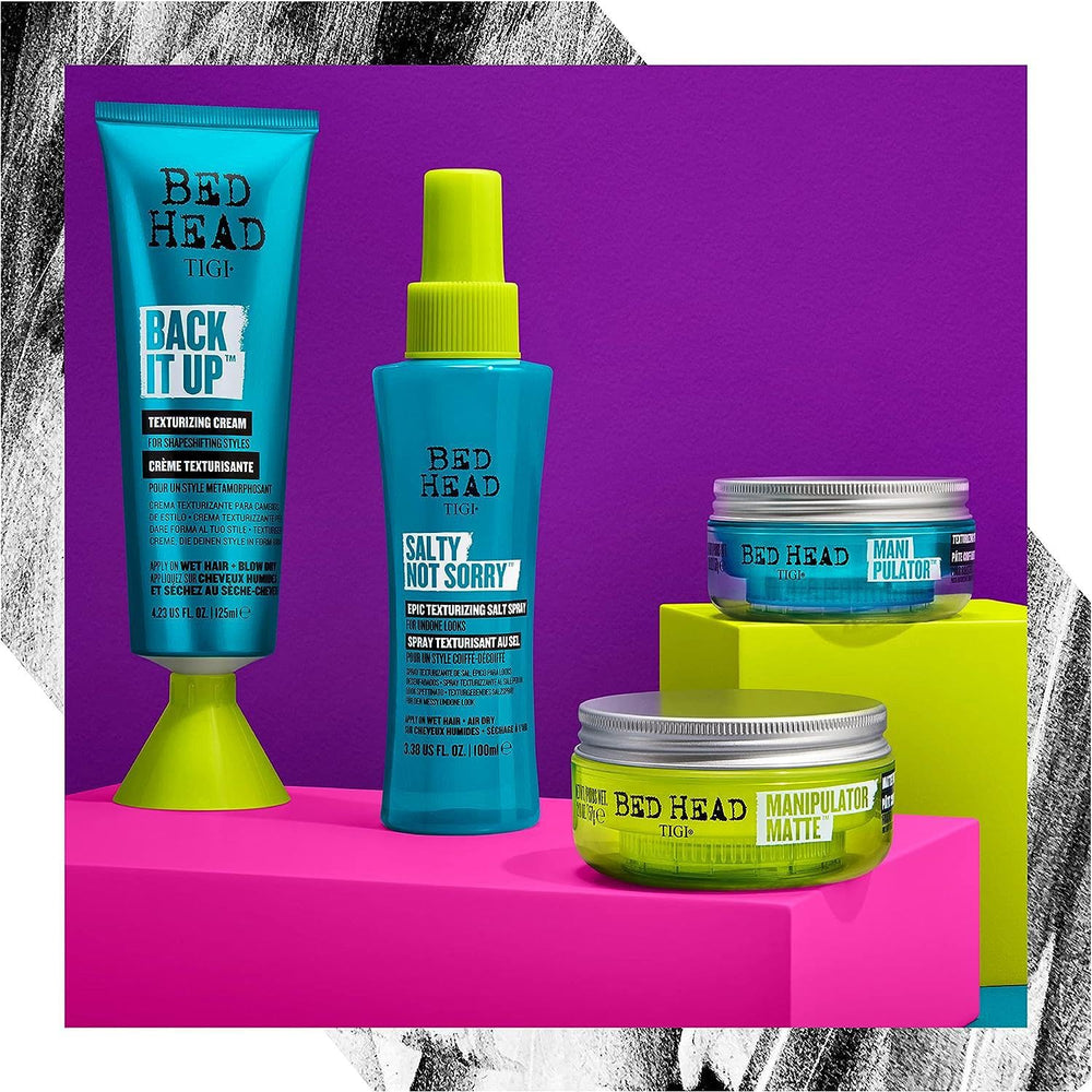 TIGI Bed Head on bathroom shelf conveying everyday convenience