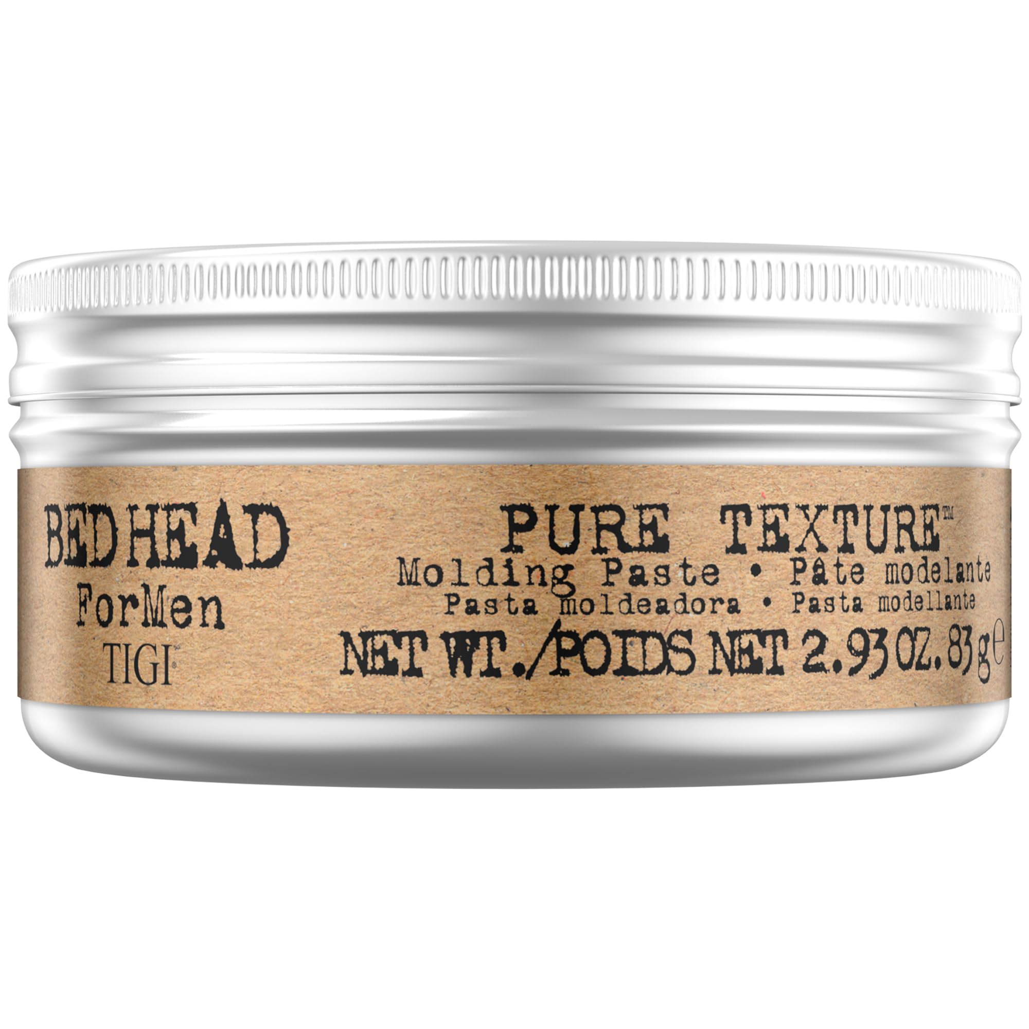 TIGI Bed Head front packaging showing compact travel-friendly tub and branding benefit