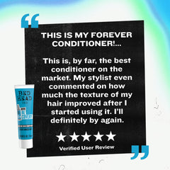 TIGI Bed Head travel conditioner inside a beach bag for on-the-go care