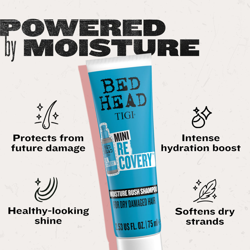 TIGI Bed Head travel shampoo inside a toiletry bag ready-for-travel benefit portability