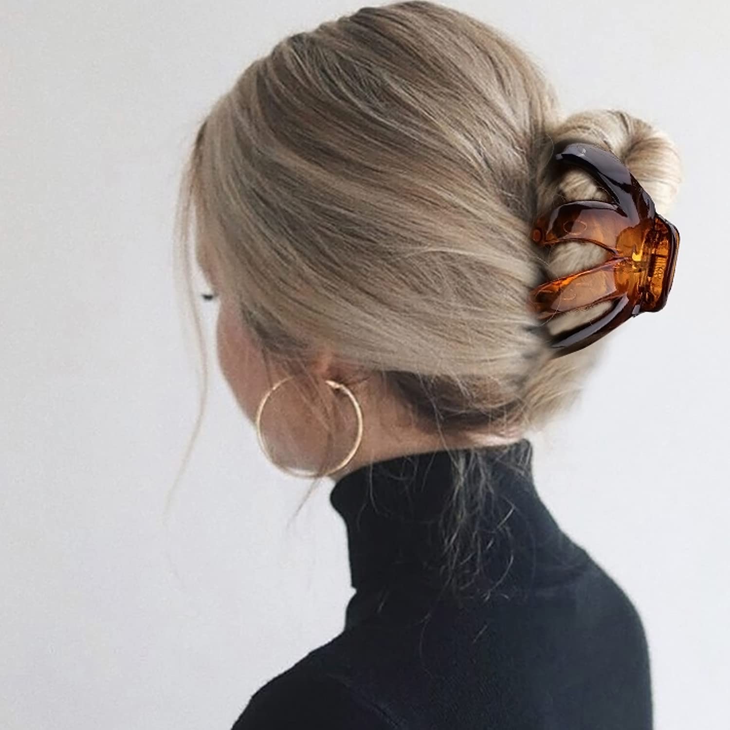 Tihebax amber clip holding thick dark hair for comfortable all-day wear