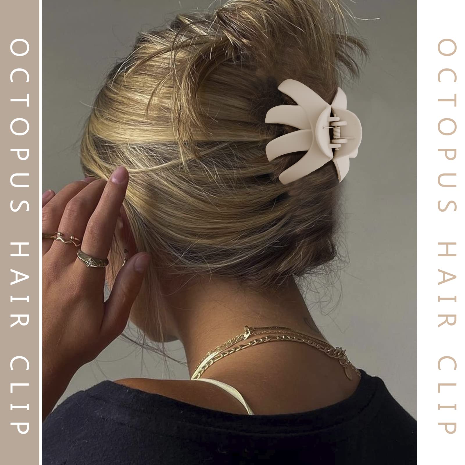 Tihebax clip holding a high bun on model showing reliable hold during activity benefit