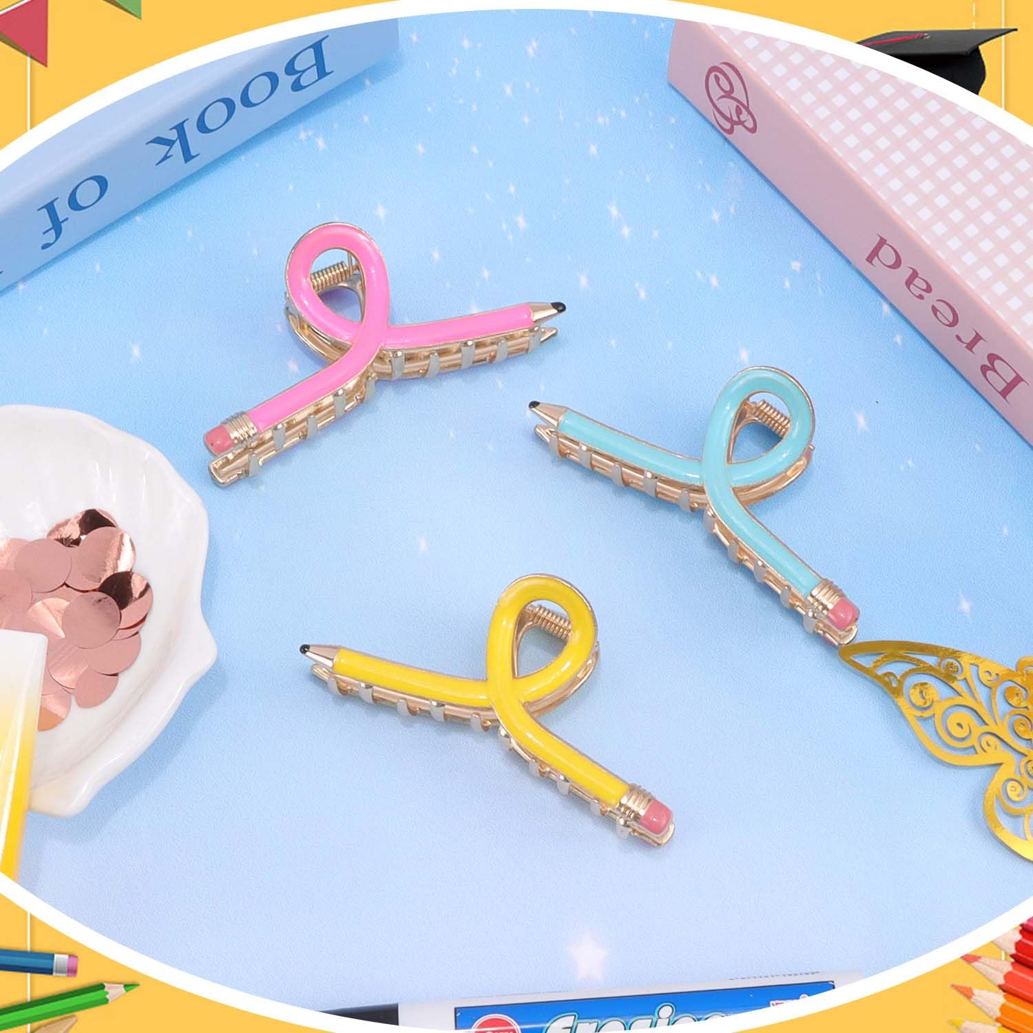 Tihebax pink clip clipped to teacher lanyard adding cheerful coordination