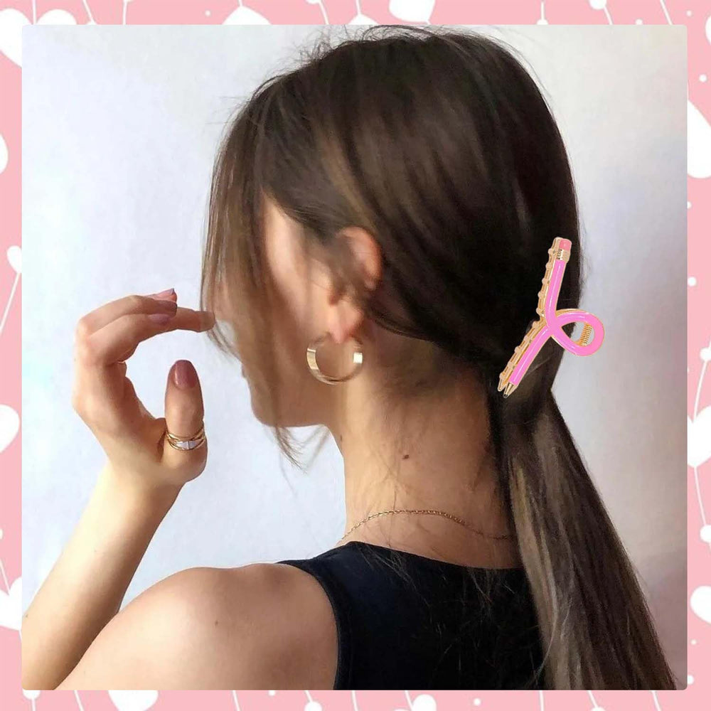 Tihebax yellow clip securing a messy bun for comfortable all-day wear