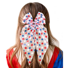 TIIZIISII front view large bow showing red white blue stars and festive look