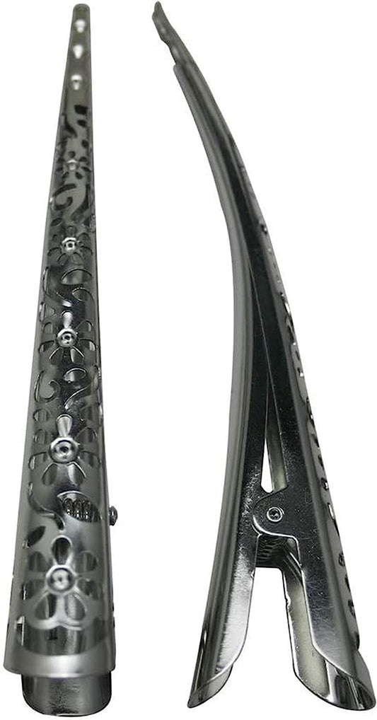 Time Roaming front view silvery flower clip showing decorative finish and secure hold
