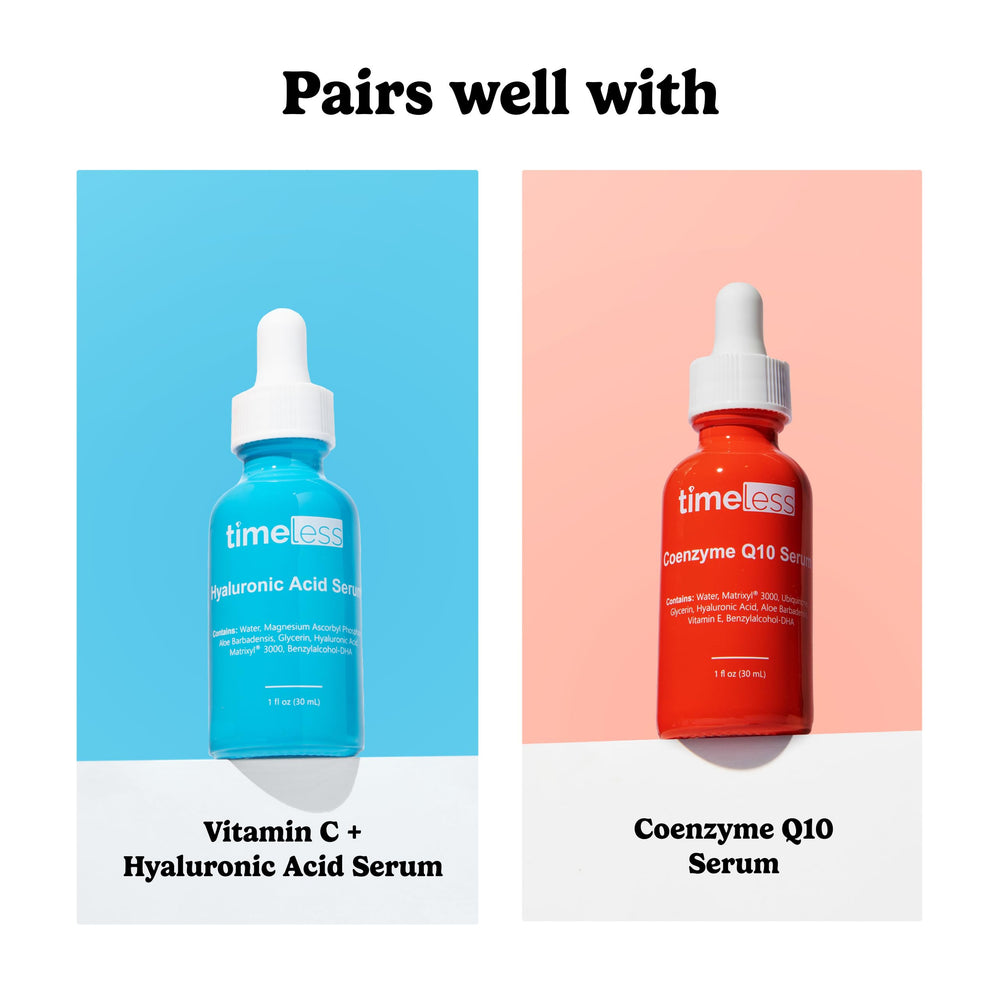 Timeless Skin Care applied to hands and neck showing multiuse hydration benefit