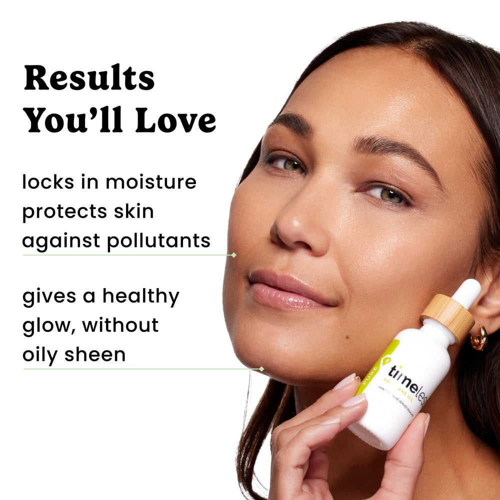 Timeless Skin Care 8 oz bottle next to common items showing true scale benefit
