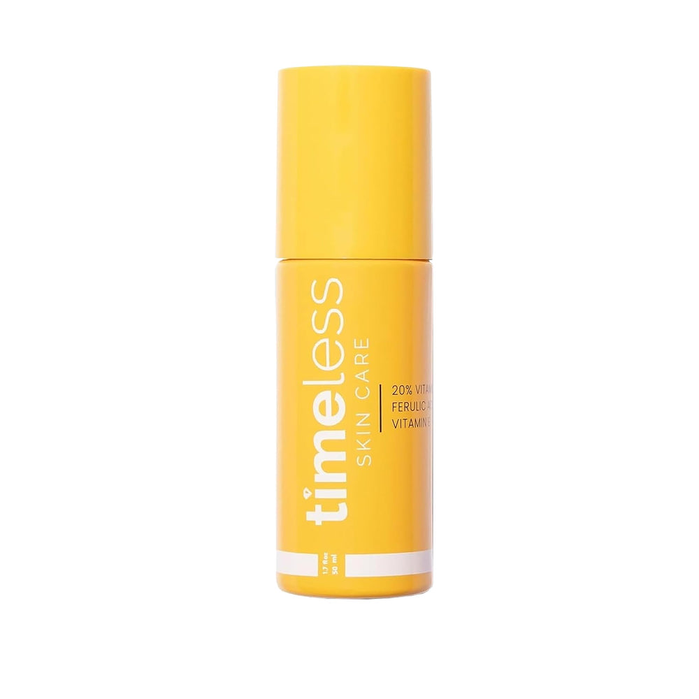 Timeless brand front packaging showing bottle and label, clear brightening benefit