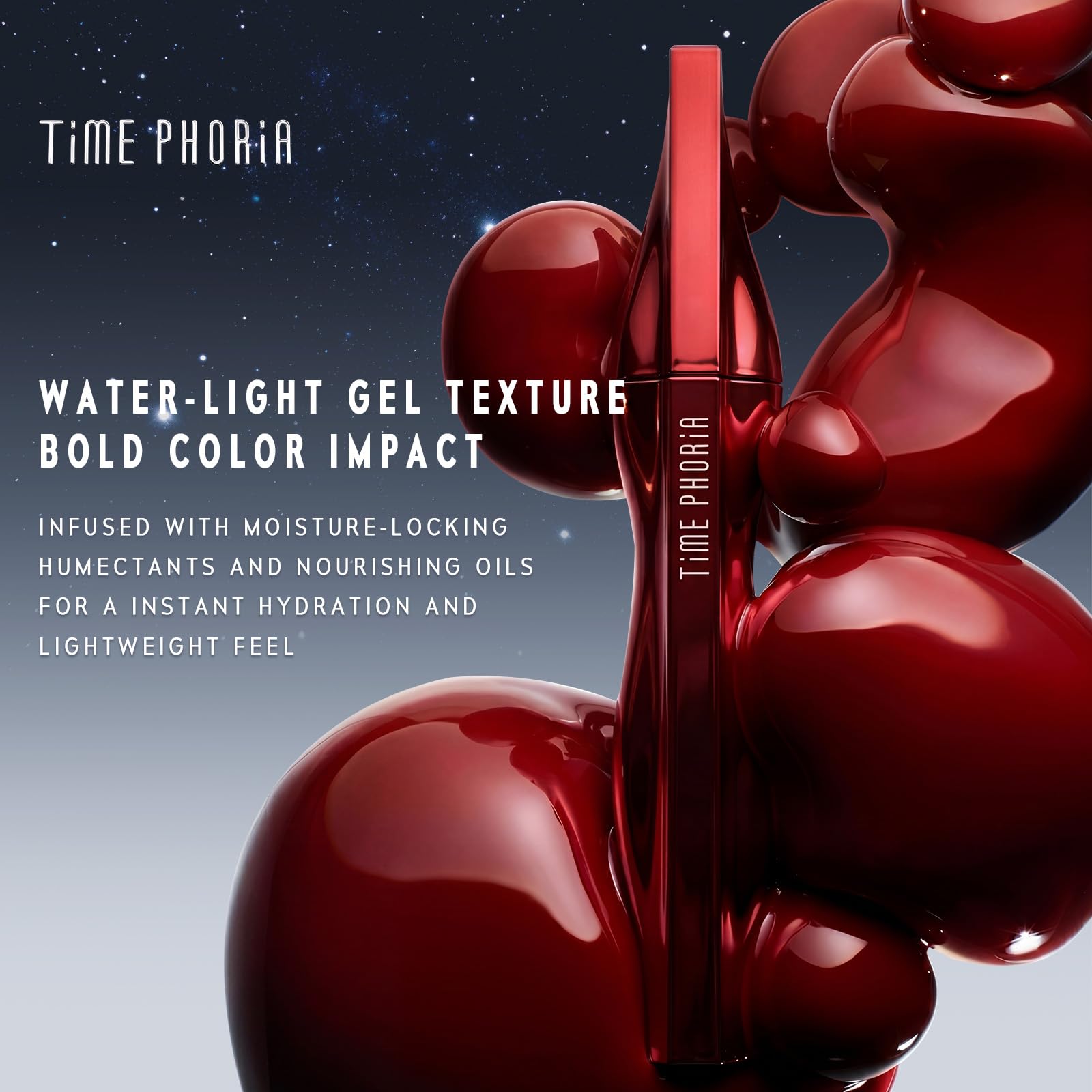 TIMEPHORIA on lips full-coverage look showing vibrant finish