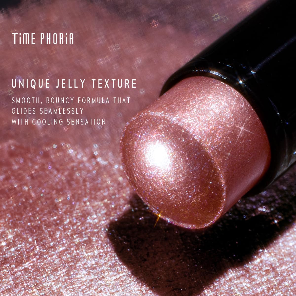 TIMEPHORIA Chromite applied to eyelid demonstrating instant metallic shine benefit