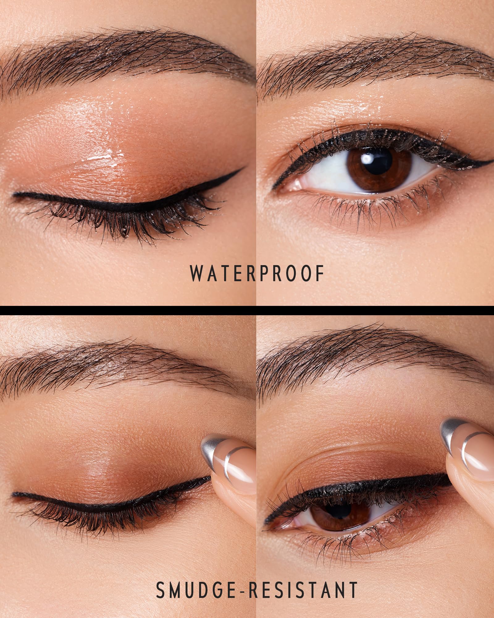 TIMEPHORIA Dune sharp wing demo on eyelid showing clean, long-lasting definition