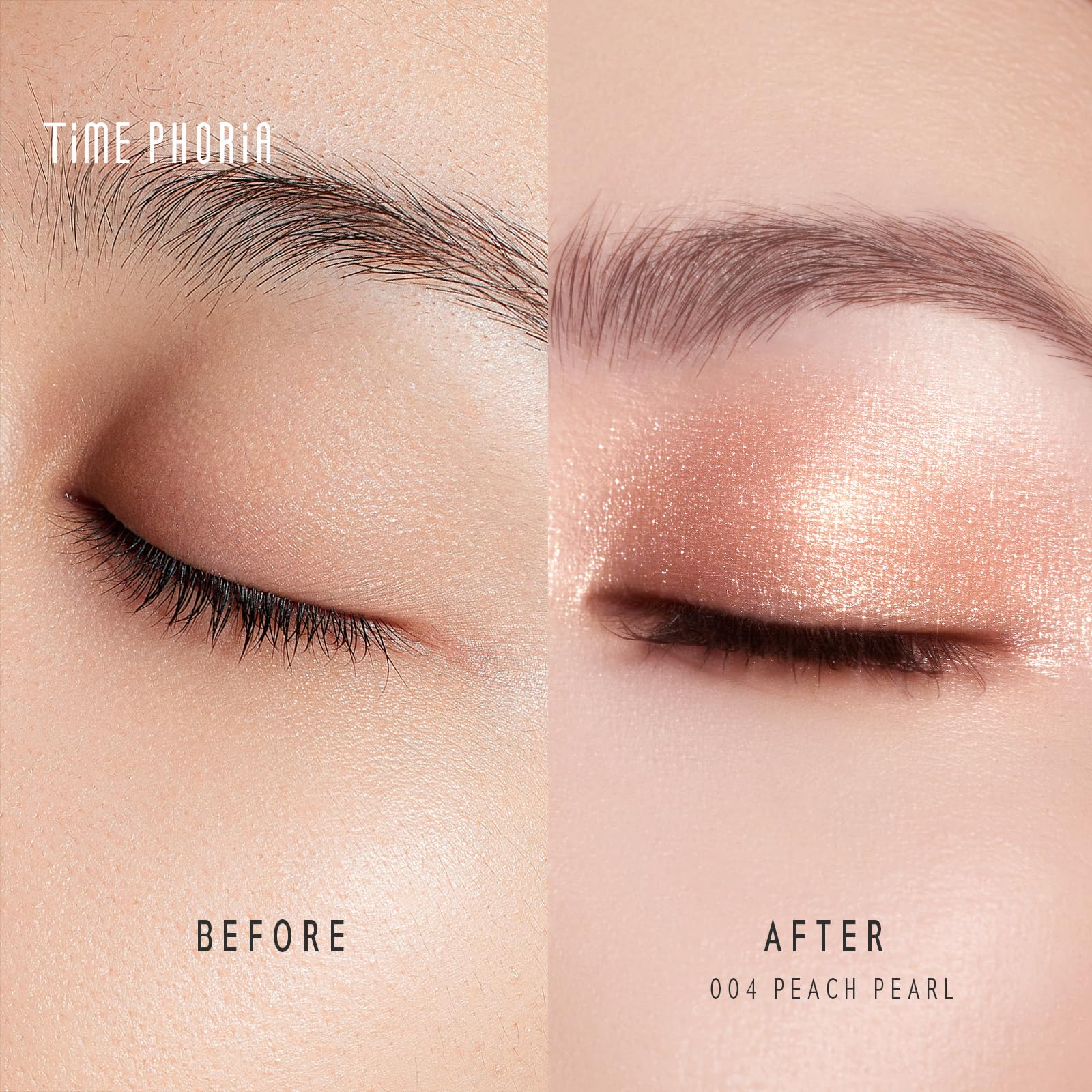 TIMEPHORIA gel texture swipe showing creamy shine and one-swipe pigment benefit