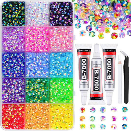 TINKRSTUFF 15-grid storage box with mixed-color rhinestones for organized access