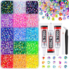 TINKRSTUFF 15-grid storage box with mixed-color rhinestones for organized access