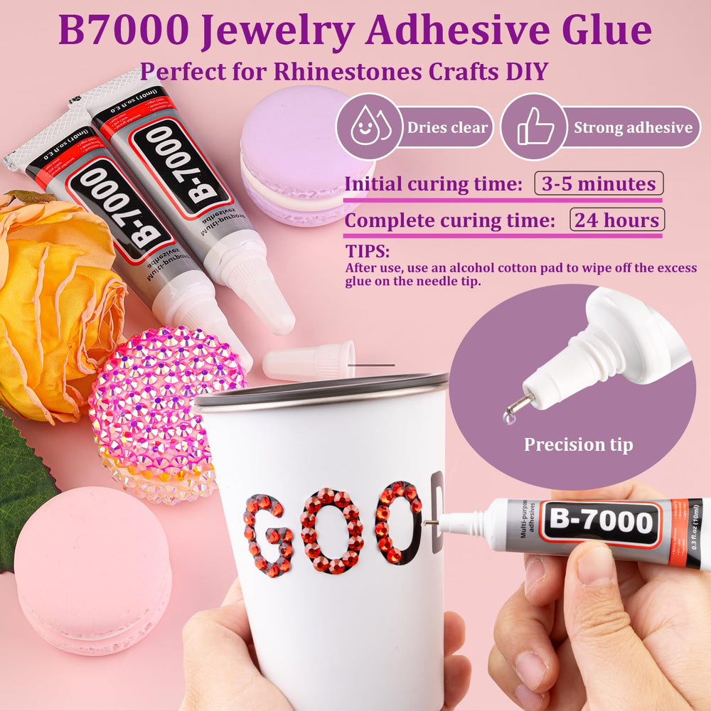 TINKRSTUFF B7000 glue with needle applicator demonstrating controlled drops and clear bond