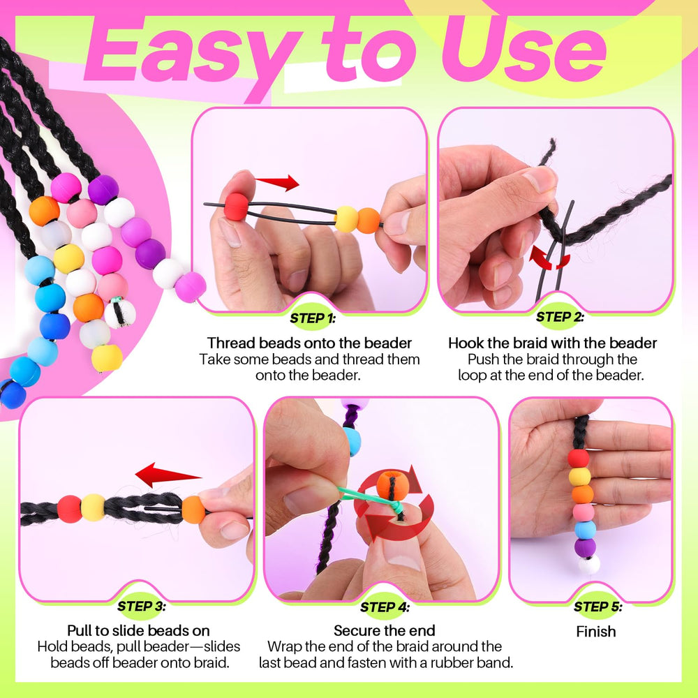 TINKRSTUFF beads slid onto a braid adding vibrant purple accents