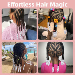 TINKRSTUFF beads threaded on braids demonstrating easy application and hold