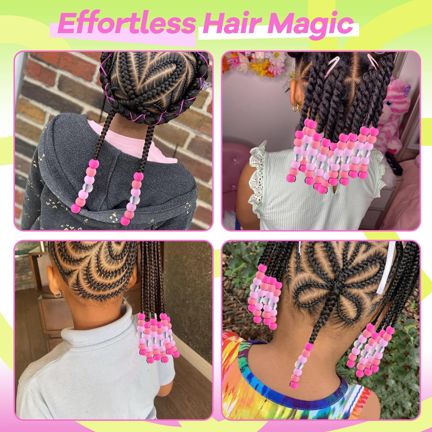 TINKRSTUFF beads applied to braids showing colorful styling