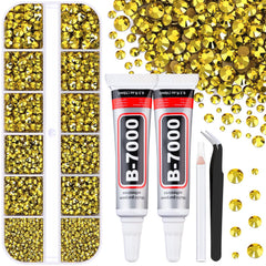 TINKRSTUFF front packaging showing organized bright gold rhinestones and tools for instant use