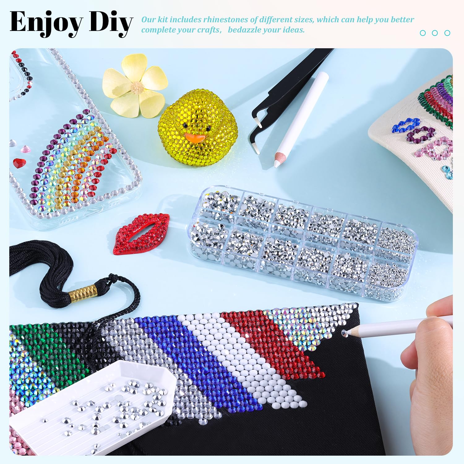 TINKRSTUFF close-up on faceted resin rhinestones highlighting reflective sparkle