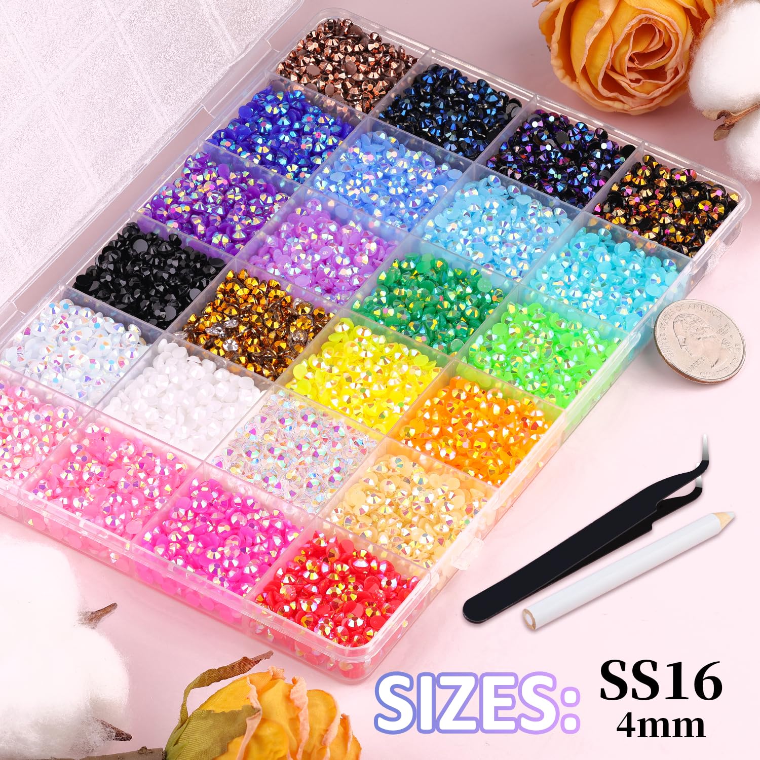 TINKRSTUFF close-up of 4mm facets and AB-like coating revealing brilliant sparkle and color shift