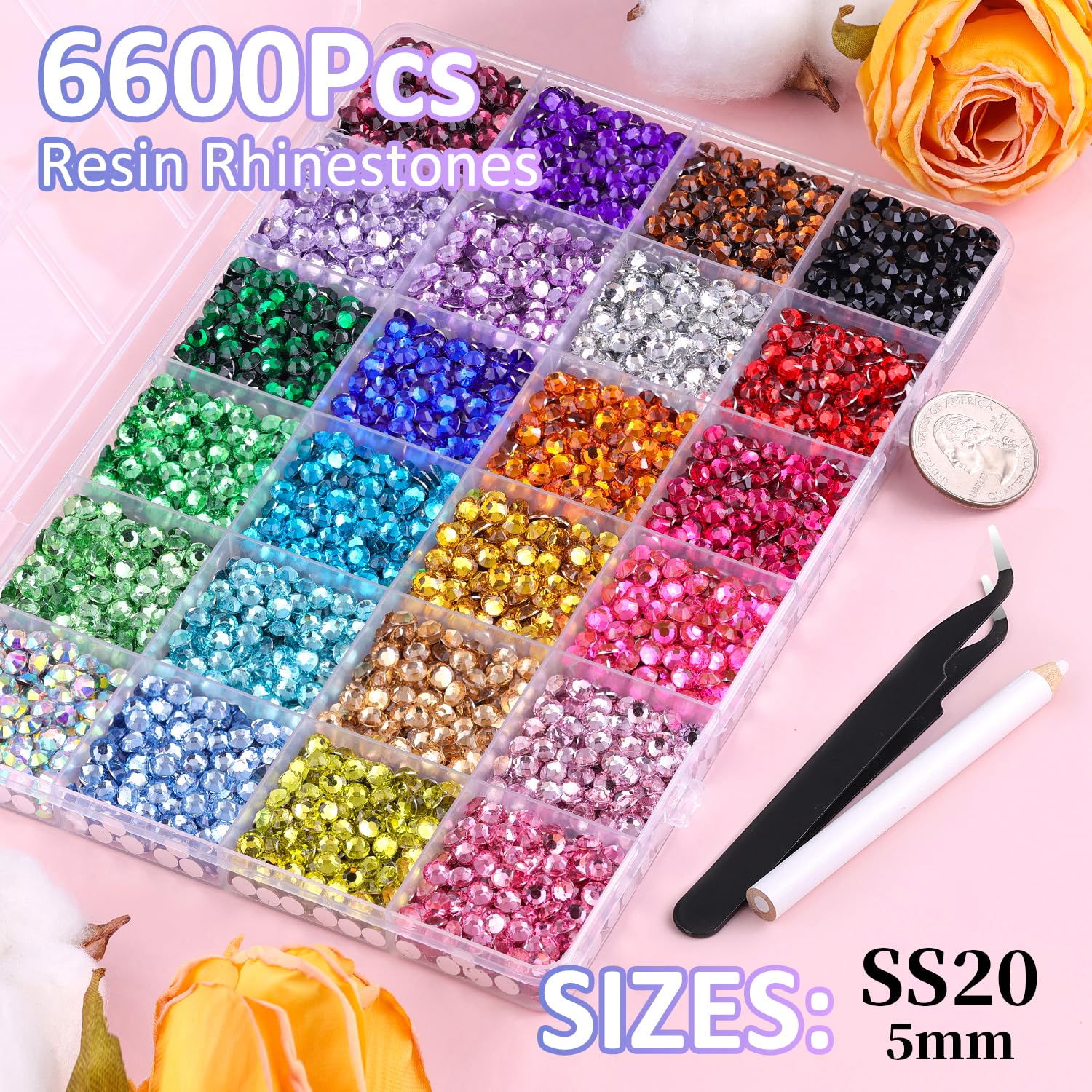 TINKRSTUFF close-up of 5mm rhinestone facets showing crisp shine and sparkle