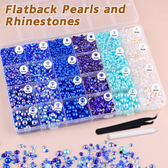 TINKRSTUFF blue AB rhinestones close-up showing iridescent sparkle and depth