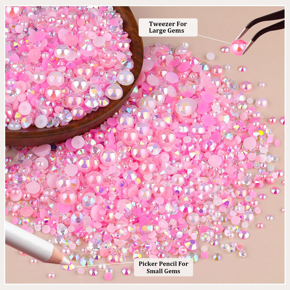 TINKRSTUFF close-up AB rhinestone surface reflecting colorful highlights
