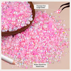 TINKRSTUFF close-up AB rhinestone surface reflecting colorful highlights