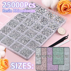 TINKRSTUFF compartment box with sorted rhinestones for organized project workflow