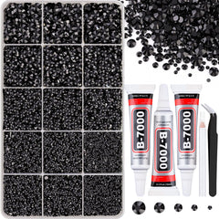 TINKRSTUFF front box with organized grids showing black rhinestones for easy selection