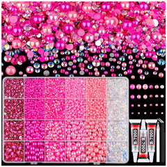 TINKRSTUFF open kit showing assorted pearls and rhinestones for instant crafting