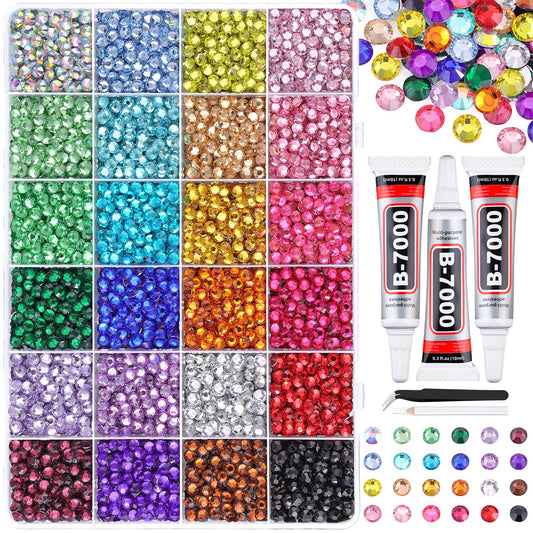 TINKRSTUFF open box showing organized 24-grid and colorful rhinestones for quick access