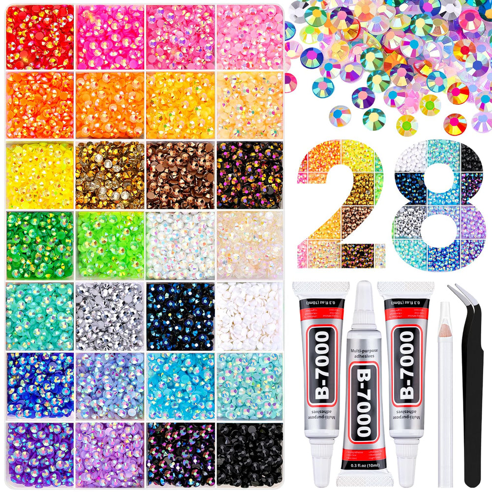 TINKRSTUFF front packaging showing 16000pcs mixed-color rhinestones and tools, inspiring project variety