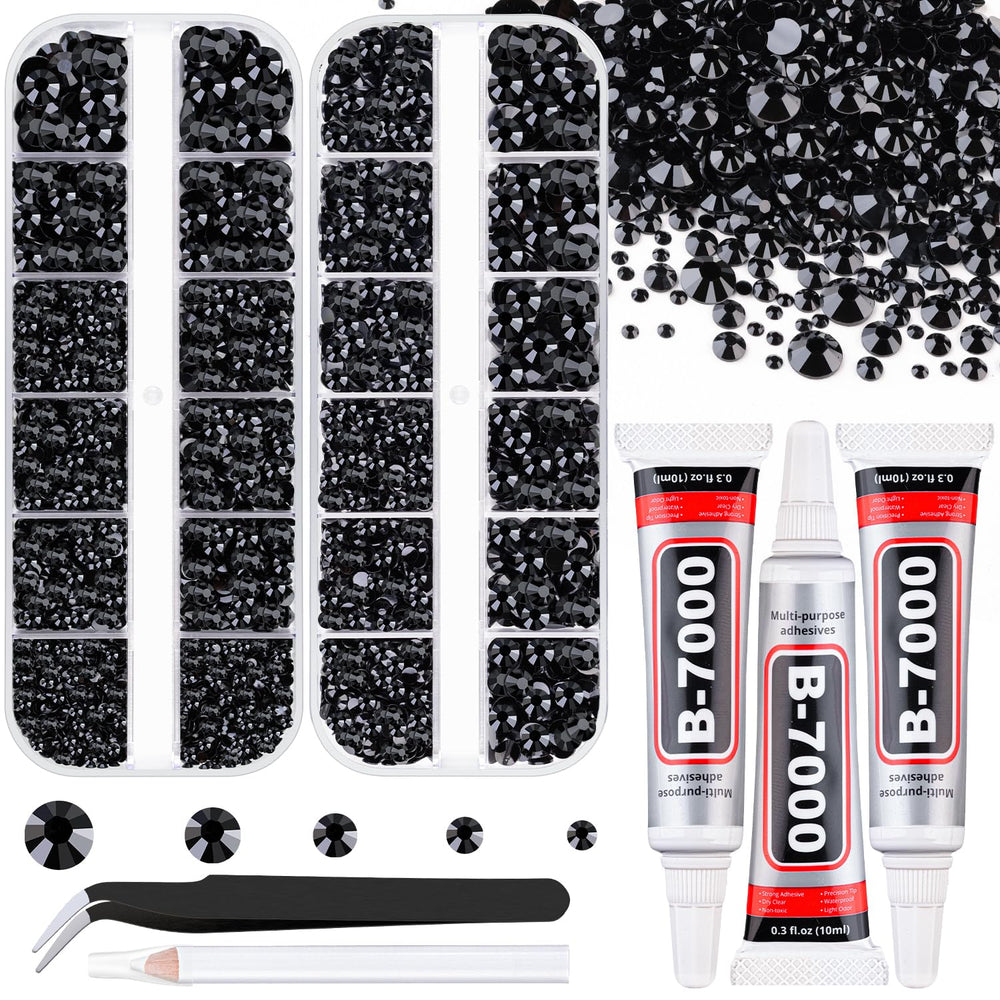 TINKRSTUFF front packaging showing black flatback rhinestone kit for easy start