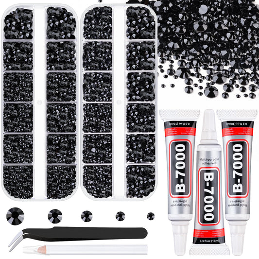 TINKRSTUFF front packaging showing black flatback rhinestone kit for easy start
