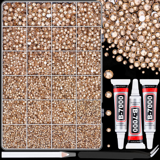TINKRSTUFF front packaging showing champagne rhinestones and tools for quick crafting setup