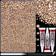 TINKRSTUFF front packaging showing champagne rhinestones and tools for quick crafting setup