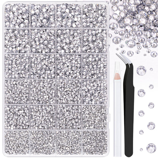 TINKRSTUFF front packaging showing 25,000 rhinestones and included tools for convenience