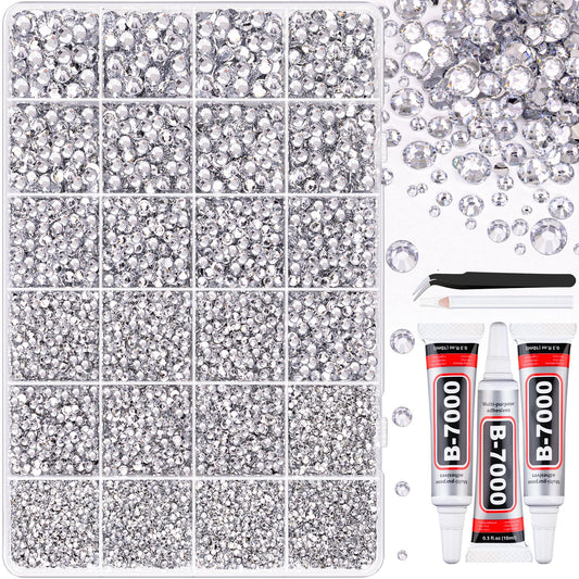 TINKRSTUFF front packaging showing 24-grid box and clear rhinestones for easy storage and use
