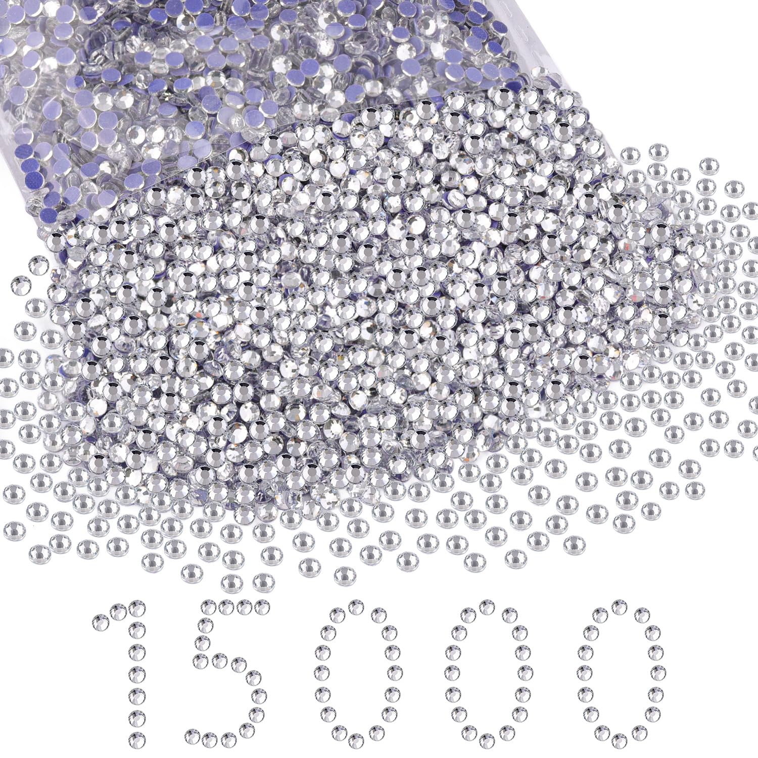 TINKRSTUFF front pack of 15000 clear SS10 rhinestones showing value and quantity