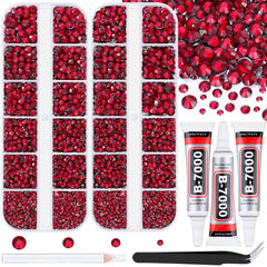 TINKRSTUFF front packaging showing full dark red rhinestone kit and glue