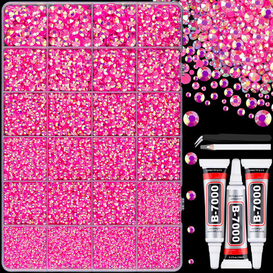TINKRSTUFF front packaging showing hot pink AB rhinestones and included tools for easy crafting