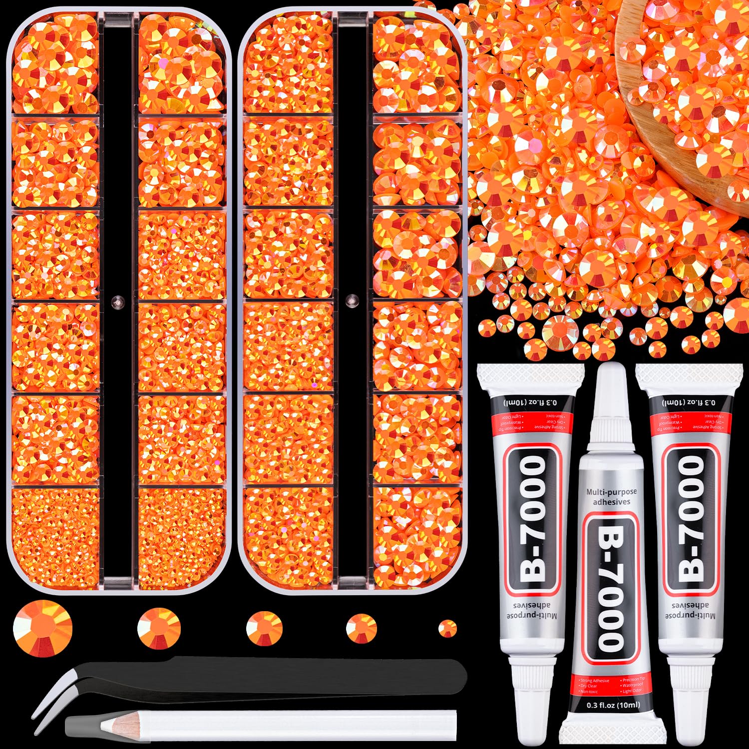 TINKRSTUFF front packaging showing orange AB gems and glue, useful for quick project starts