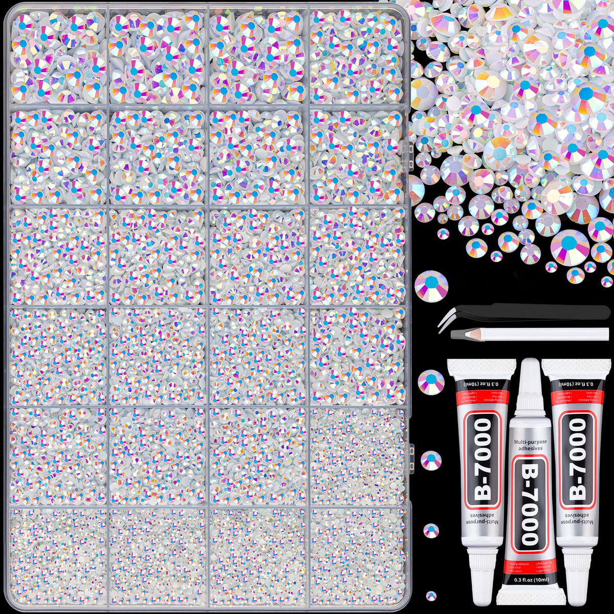TINKRSTUFF front packaging showing full 25,000-piece rhinestone kit for large projects